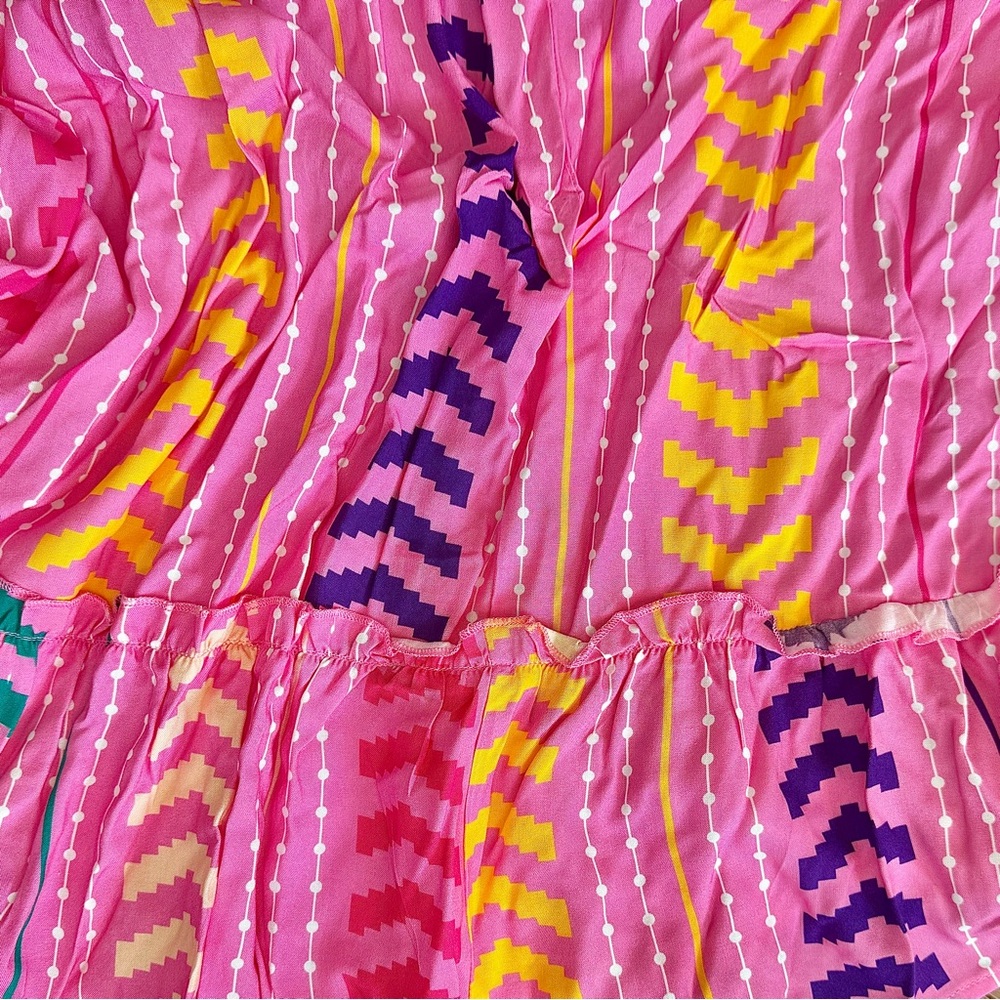 Cupshe Vibrant Pink Sleeveless Chevron Print Maxi Dress w/Pockets - Picture 13 of 14